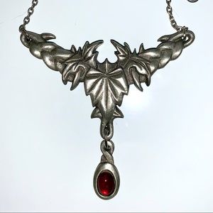 Gothic silvertone metal vines necklace